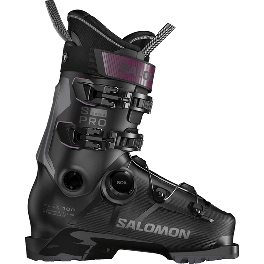 SALOMON S/PRO SUPRA BOA 100 GW SKI BOOTS 2025 - BLACK - SIDE VIEW