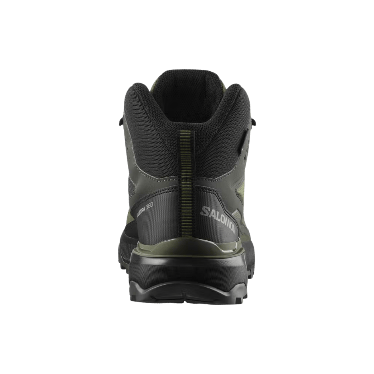 SALOMON X ULTRA 360 MID GORE-TEX HIKING - OLIVE/NIGHT BLACK - BACK VIEW
