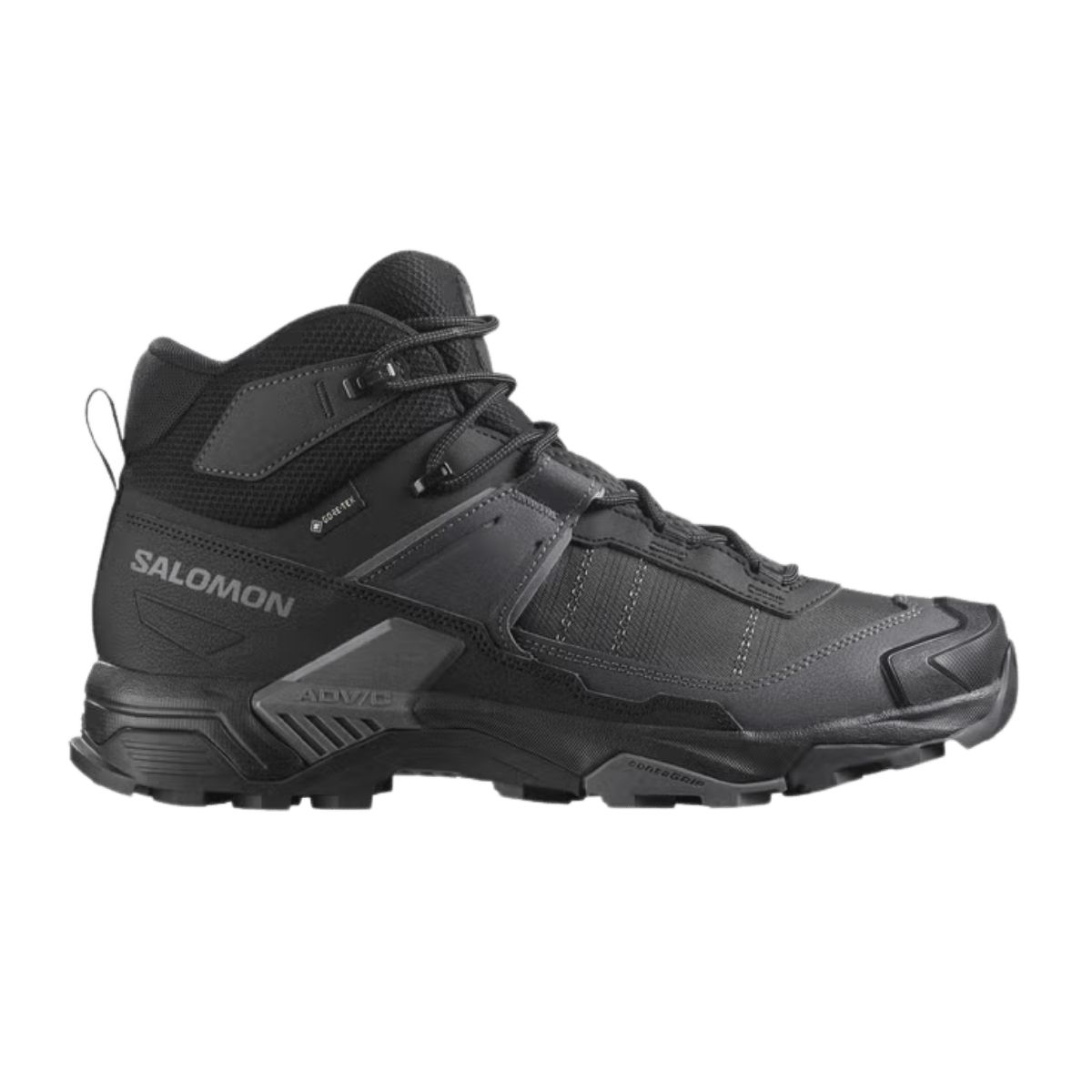 SALOMON MEN'S X ULTRA 5 MID GORE-TEX HIKING BOOT - BLACK ASPHALT - SIDE VIEW