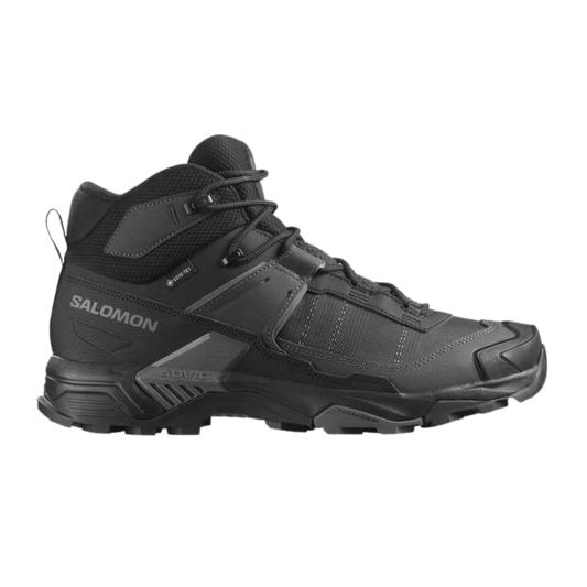 SALOMON MEN'S X ULTRA 5 MID GORE-TEX HIKING BOOT - BLACK ASPHALT - SIDE VIEW