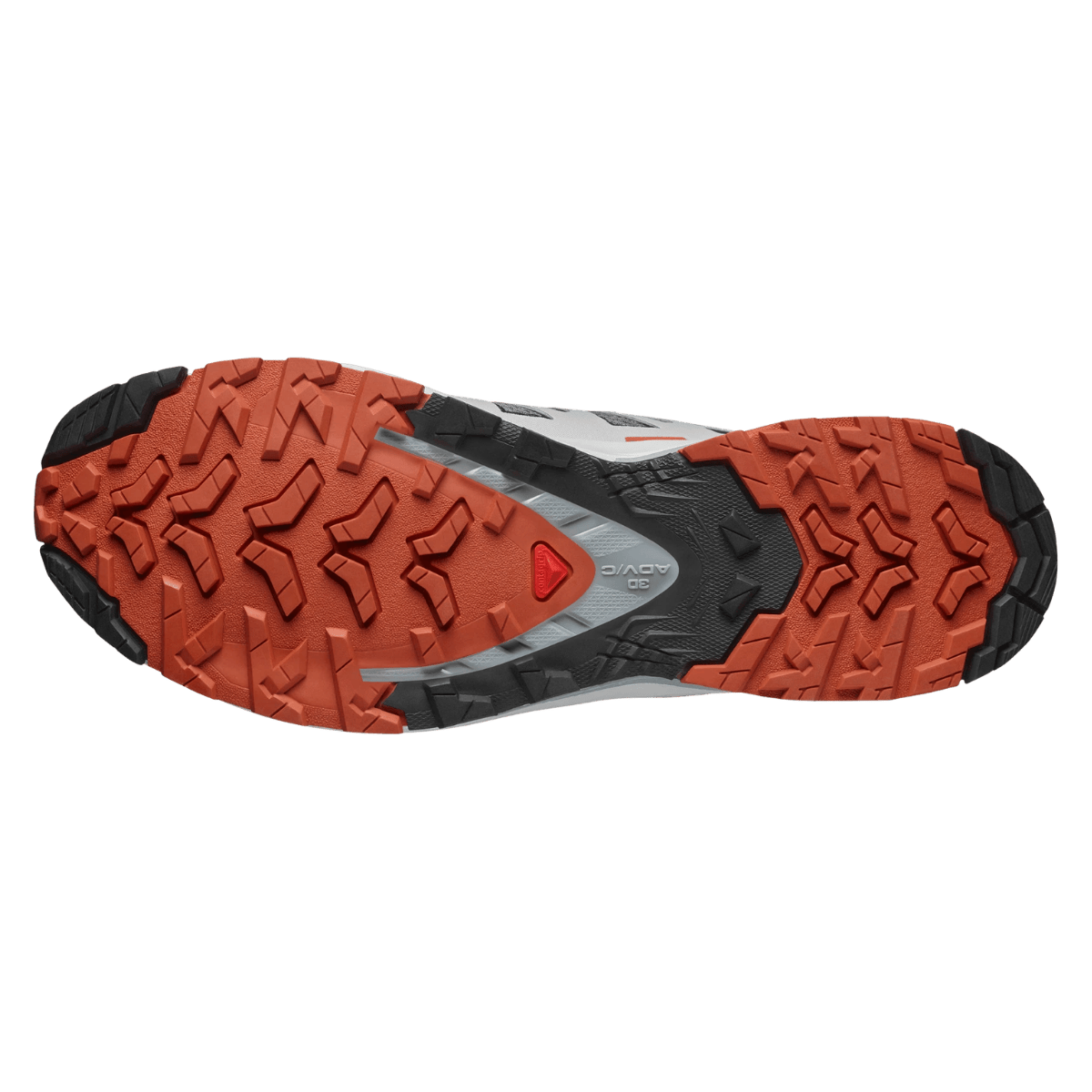 SALOMON XA PRO 3D V9 TRAIL SHOE - CASTLE ROCK/BLACK/BURNT OCHRE - BOTTOM SOLE VIEW