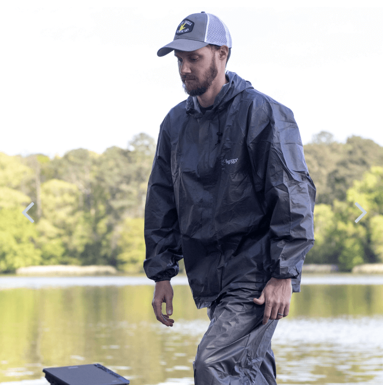 ULTRA-LITE2 WATERPROOF RAIN SUIT being worn
