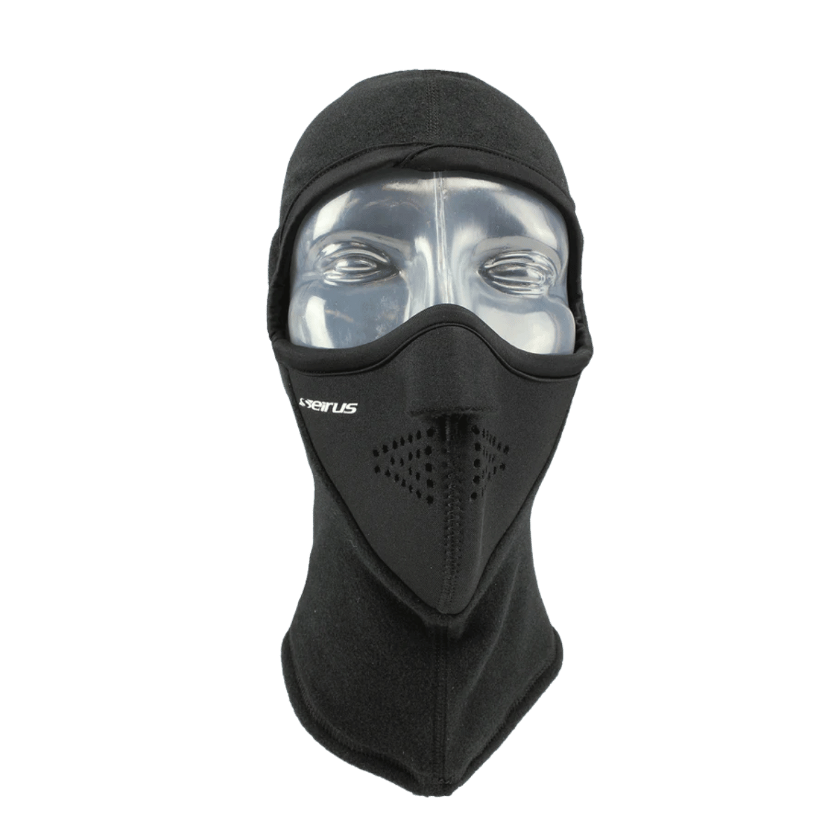 SEIRUS COMBO CLAVA 200-WEIGHT PORTALEC FLEECE HOOD - BLACK - FRONT VIEW