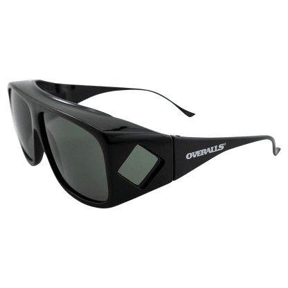 SEA STRIKER OVERALLS LARGE SUNGLASSES BLACK/GREY FRONT SIDE VIEW