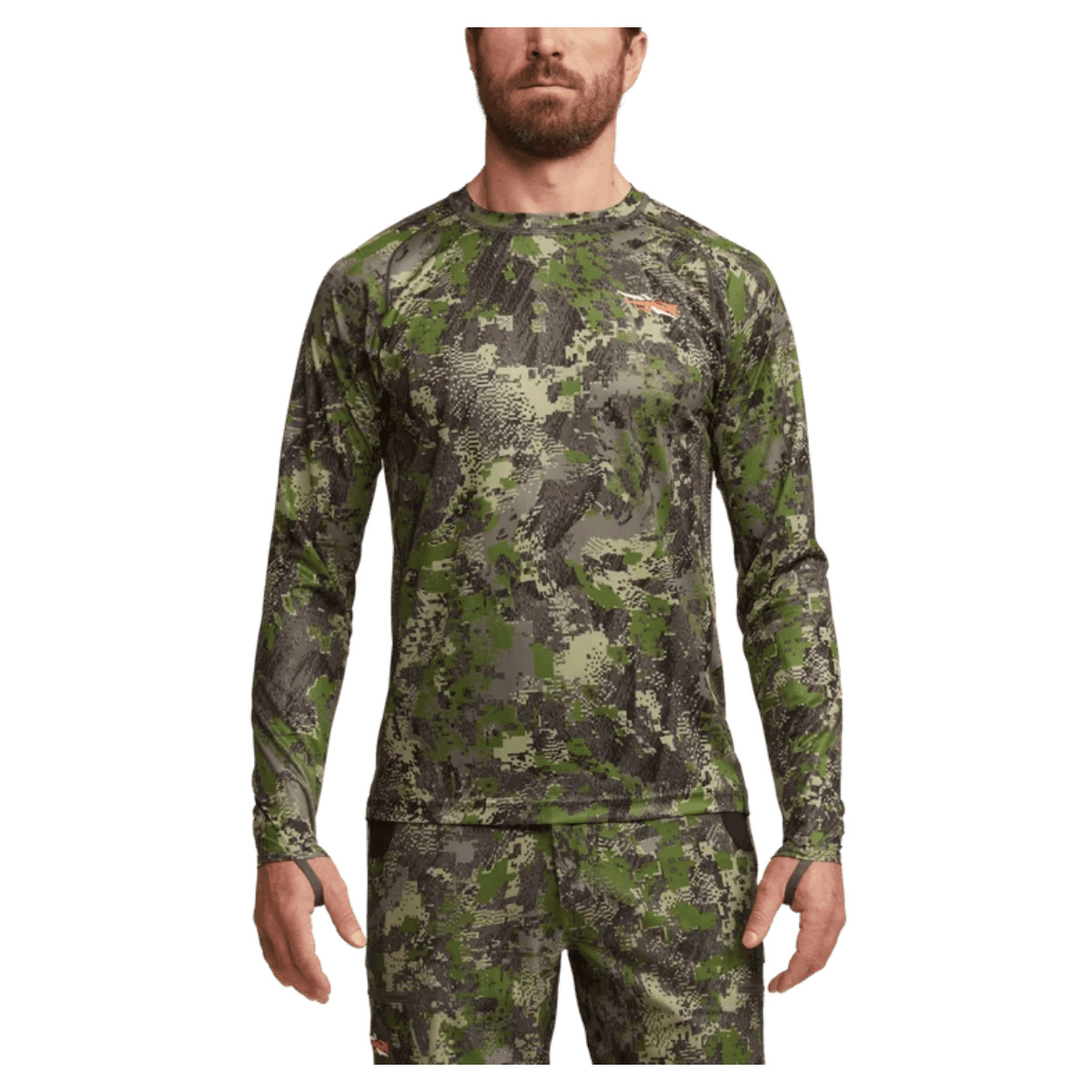SITKA CORE LIGHT WEIGHT CREW LONG SLEEVE OPTIFADE COVER MEN FRONT VIEW