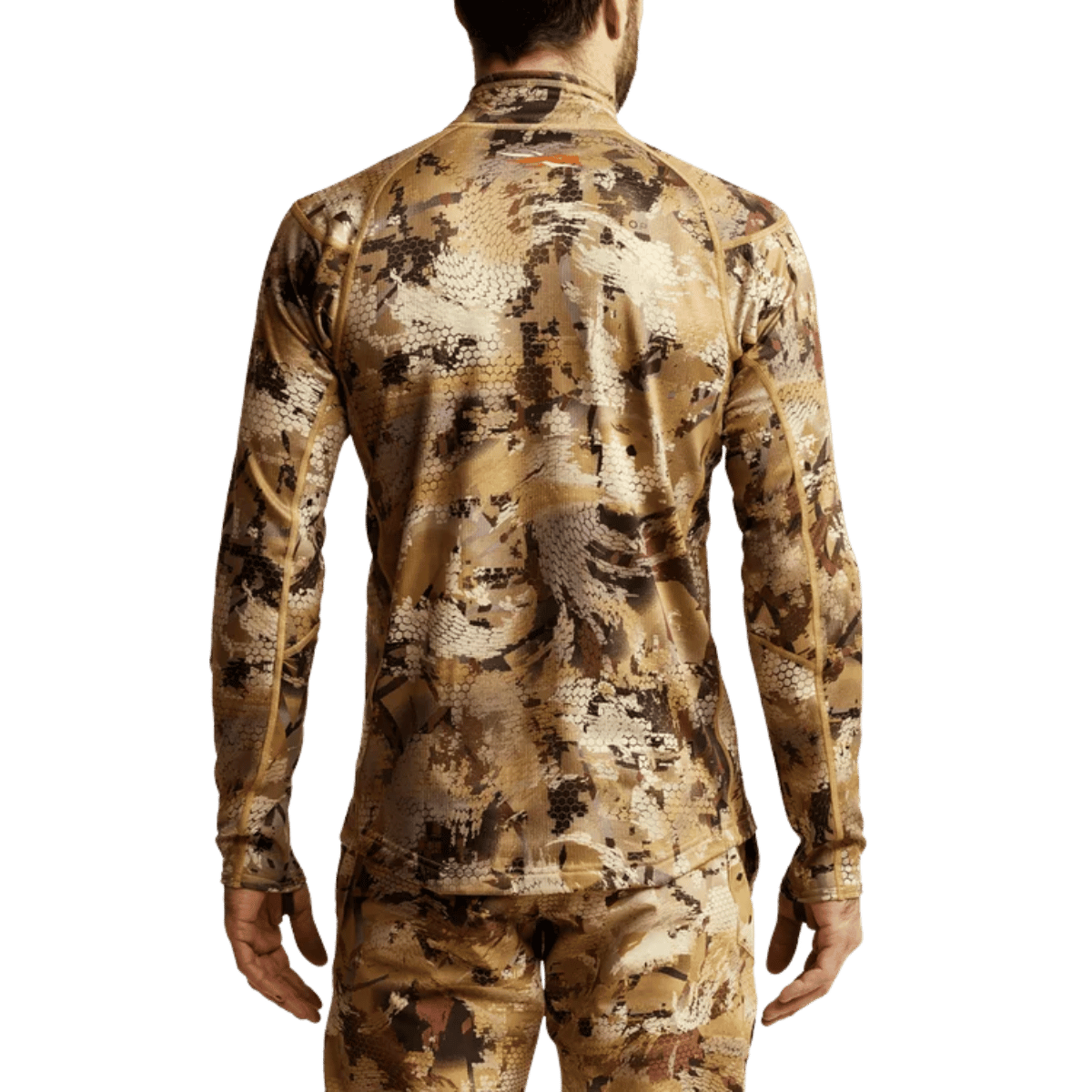 SITKA CORE MIDWEIGHT ZIP-T - WATERFOWL MARSH - BACK VIEW (ON MODEL)