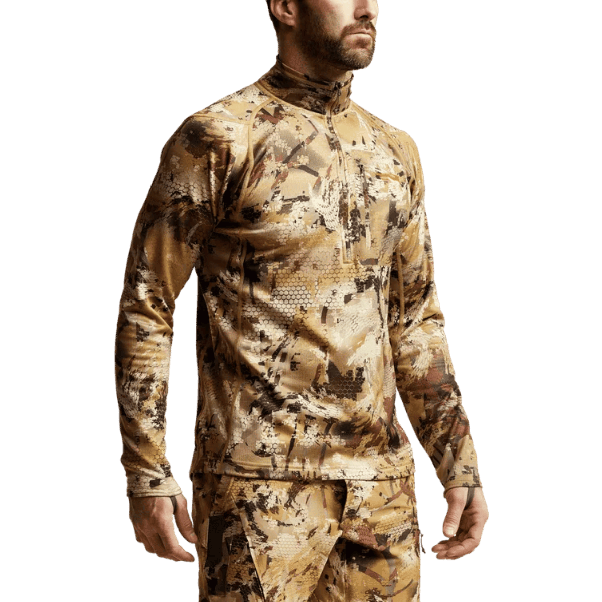 SITKA CORE MIDWEIGHT ZIP-T - WATERFOWL MARSH - SIDE FRONT (ON MODEL)