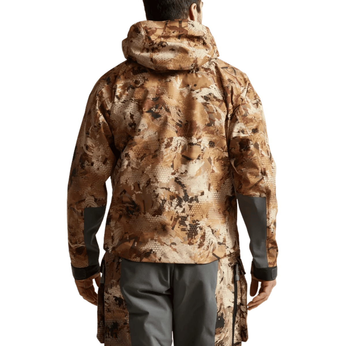 SITKA DELTA PRO WADING JACKET - WATERFOWL MARSH_1 - BACK VIEW (ON MODEL)