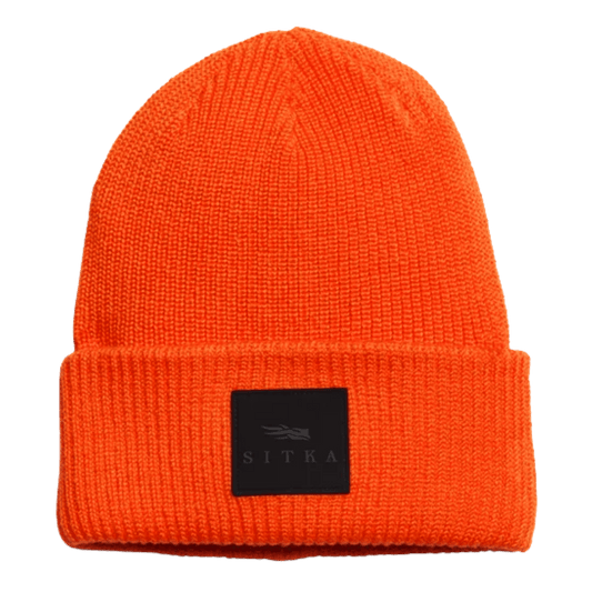 SITKA DOUBLE CUFF ACRYLIC KNIT BEANIE BLAZE ORANGE