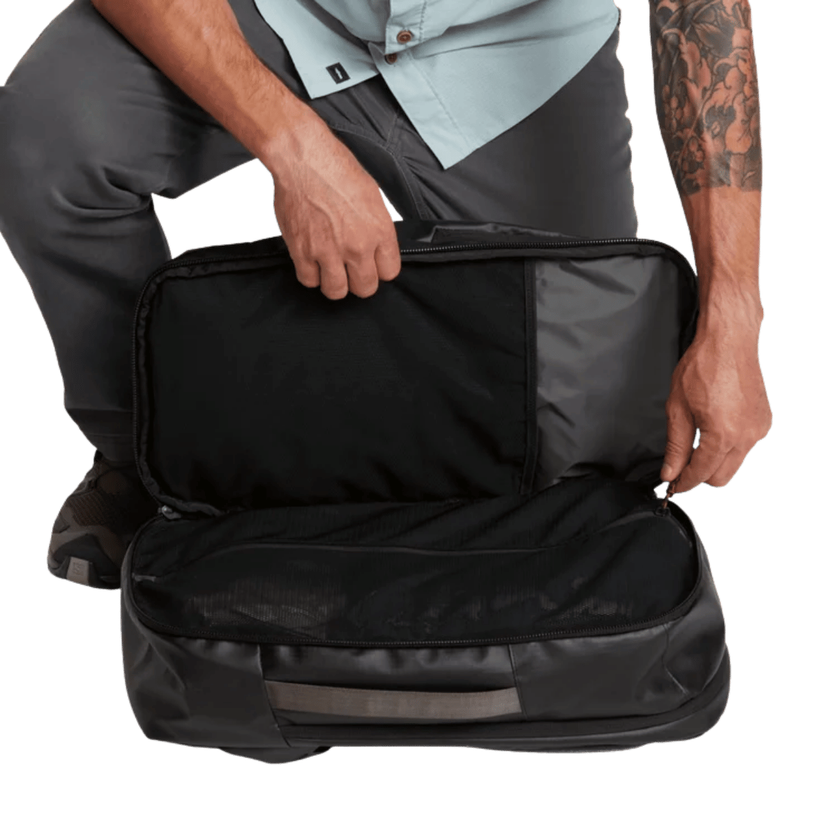 SITKA DRIFTER TRAVEL PACK - SITKA BLACK_2 - INSIDE VIEW (ON MODEL)_2