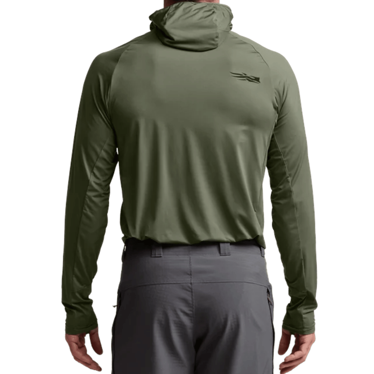 SITKA EQUINOX GUARD HOODY - OLIVE GREEN_1 - BACK VIEW (ON MODEL)