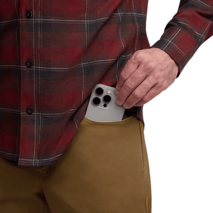 SITKA THREE SEASON PANT - COYOTE_2 - FRONT POCKET VIEW WITH SAMPLE (ON MODEL)