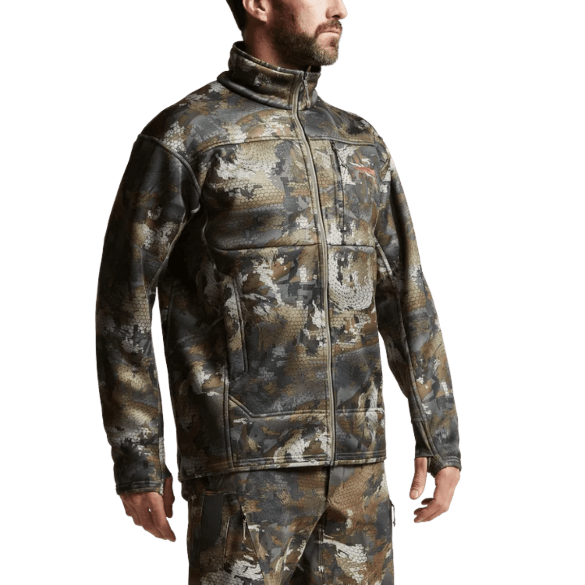 SITKA TRAVERSE JACKET - TIMBER_2 - SIDE VIEW (ON MODEL)