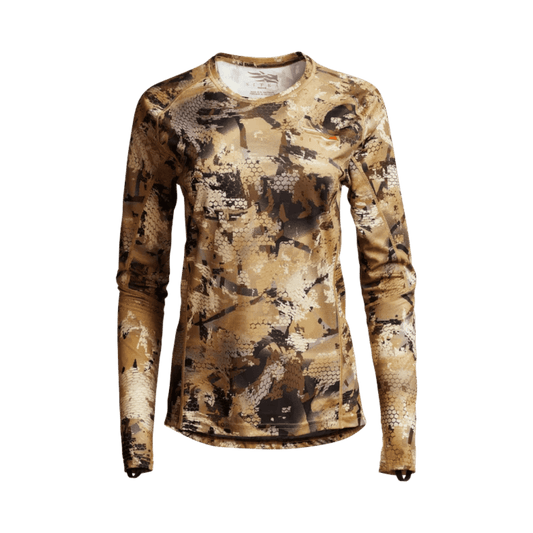 SITKA WOMEN'S CORE LIGHTWEIGHT CREW LS - OPTIFADE WATERFOWL MARSH - FRONT VIEW