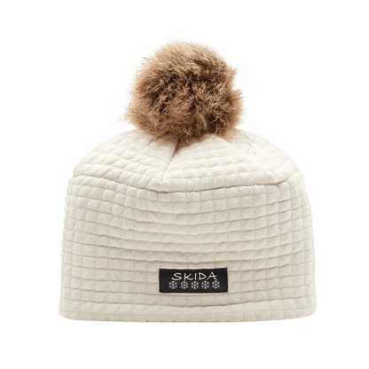 SKIDA CHATEAU FLEECE LINED POM HAT - ECRU