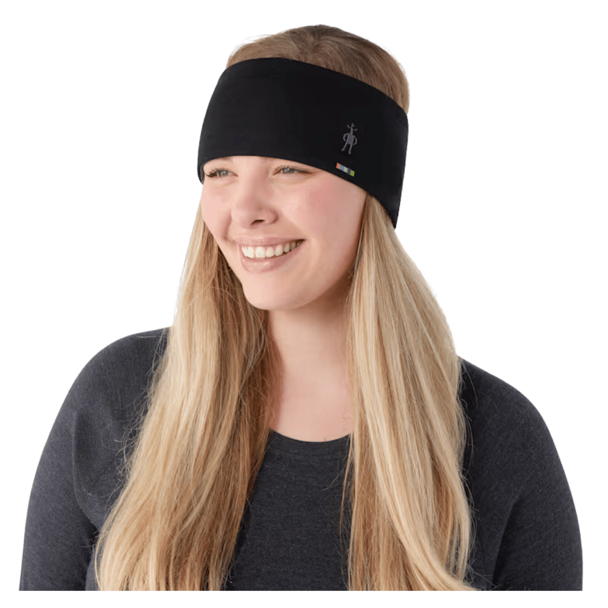 SMARTWOOL MERINO 250 REVERSIBLE HEADBAND BLACK/CHARCOAL WOMEN'S FRONT VIEW