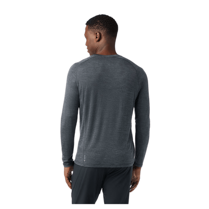 SMARTWOOL MEN'S ACTIVE ULTRALITE LONGSLEEVE - CHARCOAL HEATHER - BACK VIEW
