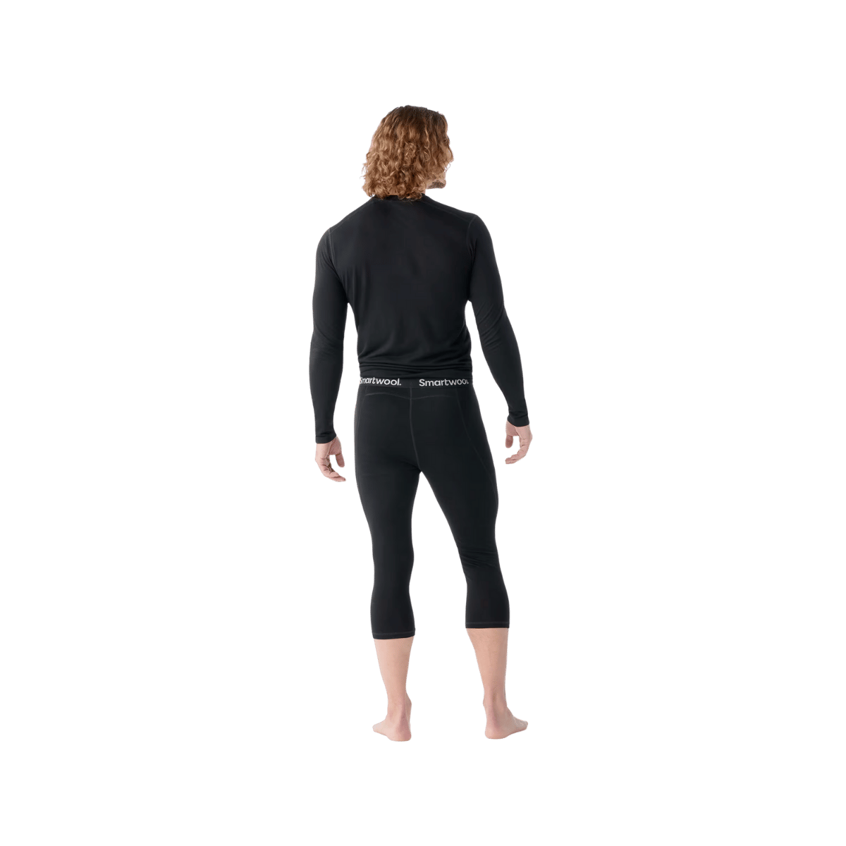 SMARTWOOL MEN'S CLASSIC ALL-SEASON MERINO BASE LAYER 3/4 BOTTOM - BLACK - BACK VIEW
