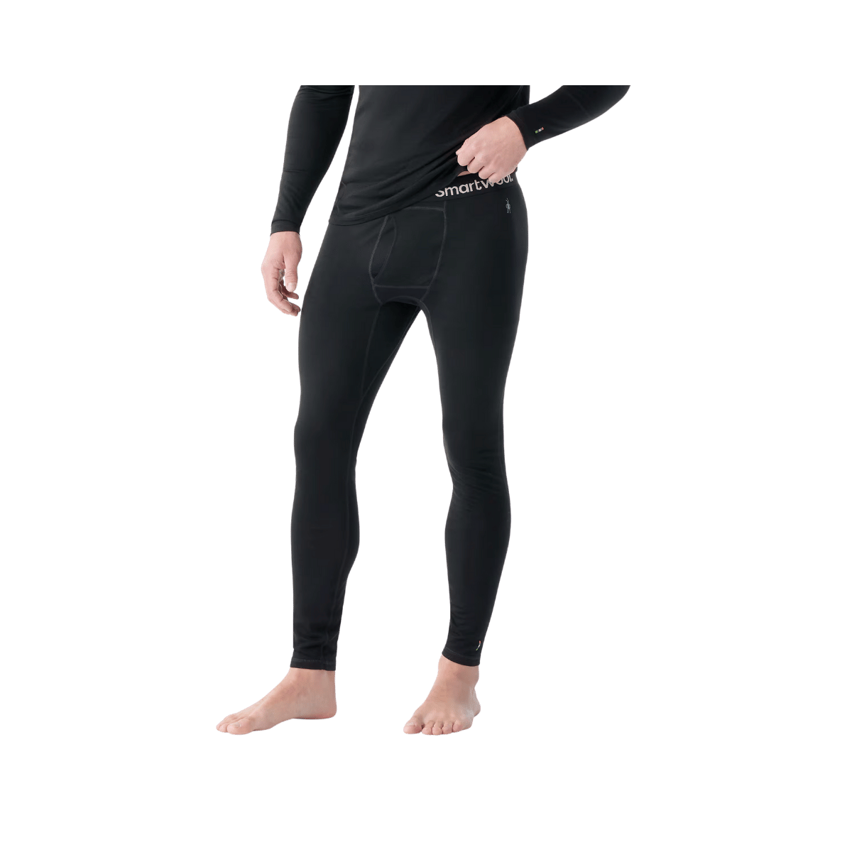 SMARTWOOL CLASSIC ALL-SEASON MERINO BASE LAYER BOTTOM - BLACK - FRONT VIEW