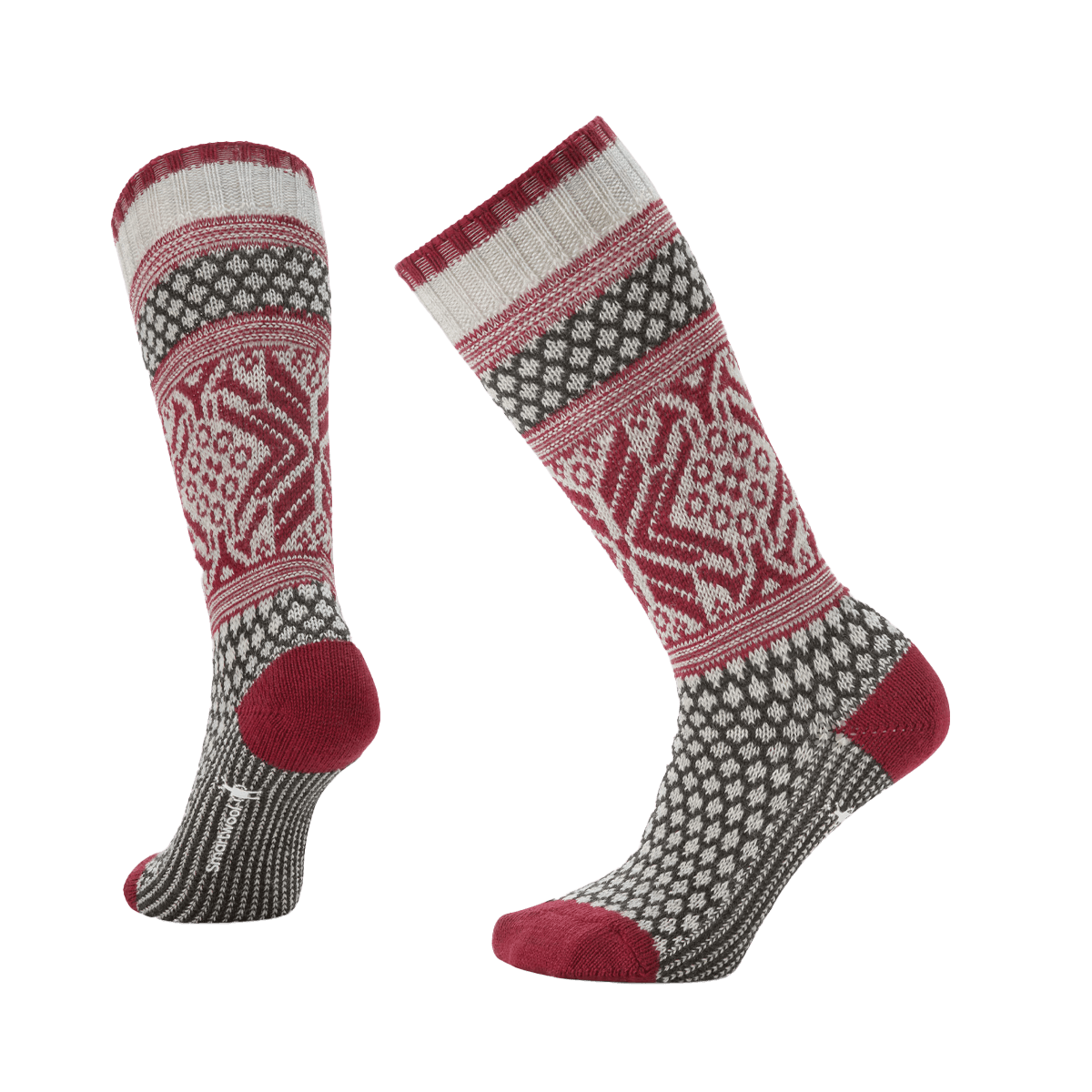 SMARTWOOL EVERYDAY POPCORN SNOWFLAKE PATTERN CREW FULL CUSHION SOCKS - ASH