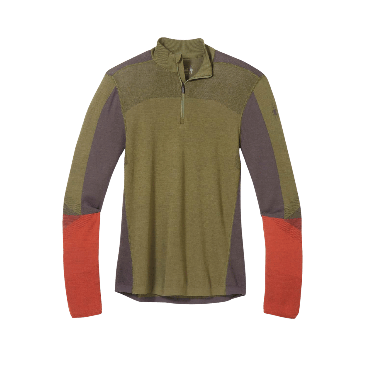 SMARTWOOL MEN'S INTRAKNIT MERINO COLOR BLOCK 1/4 ZIP - WINTER MOSS/SHALE