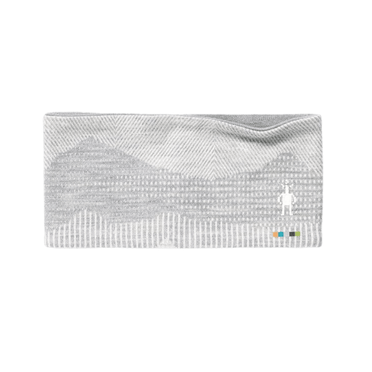 SMARTWOOL THERMAL MERINO PATTERN REVERSIBLE HEADBAND - 1 FM - LIGHT GRAY MOUNTAINSCAPE