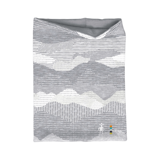 SMARTWOOL THERMAL MERINO REVERSIBLE PATTERN NECK GAITER - 1 FM - LIGHT GREY MOUNTAINSCAPE