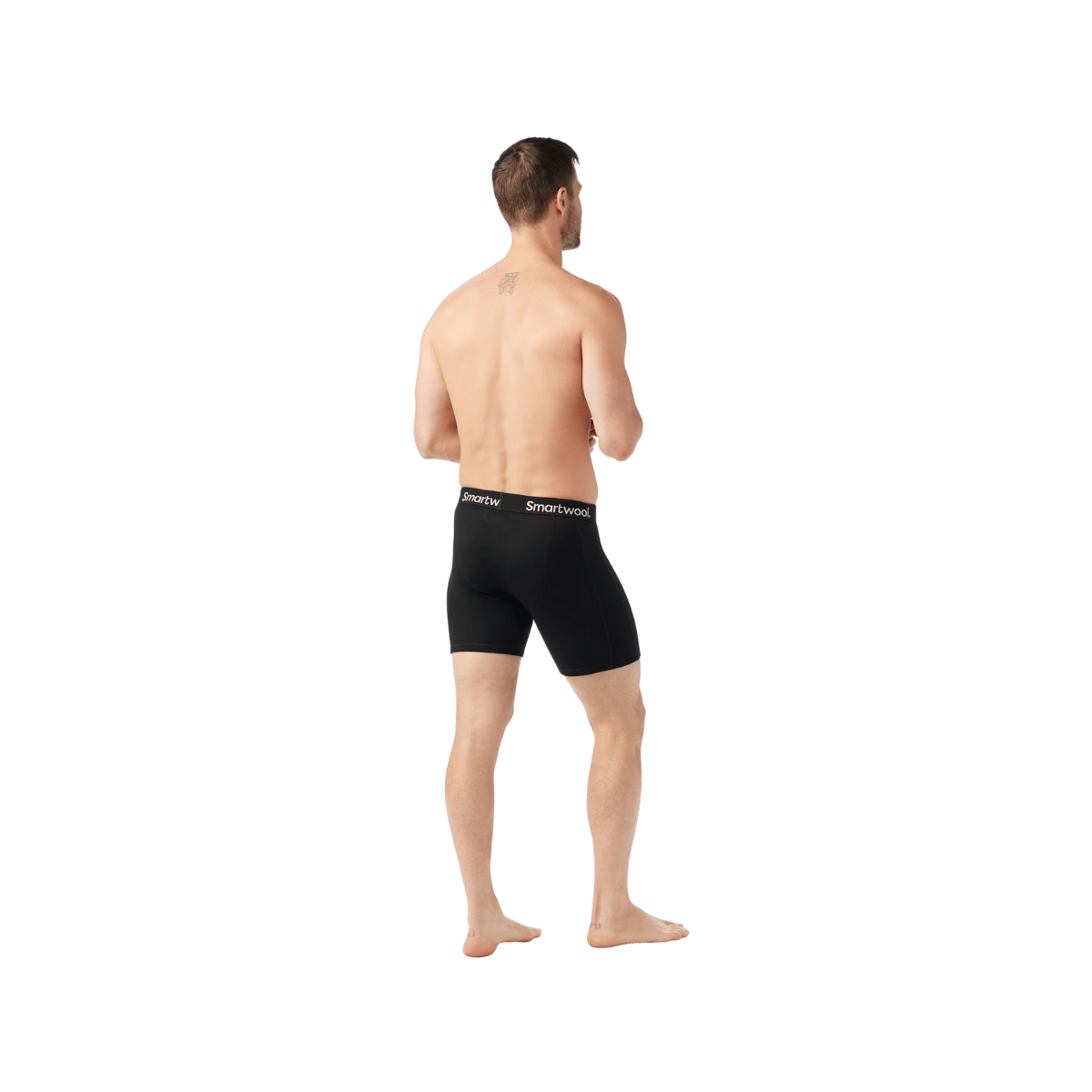 SMARTWOOL MEN'S WIND BOXER BRIEF - BLACK - BACK VIEW
