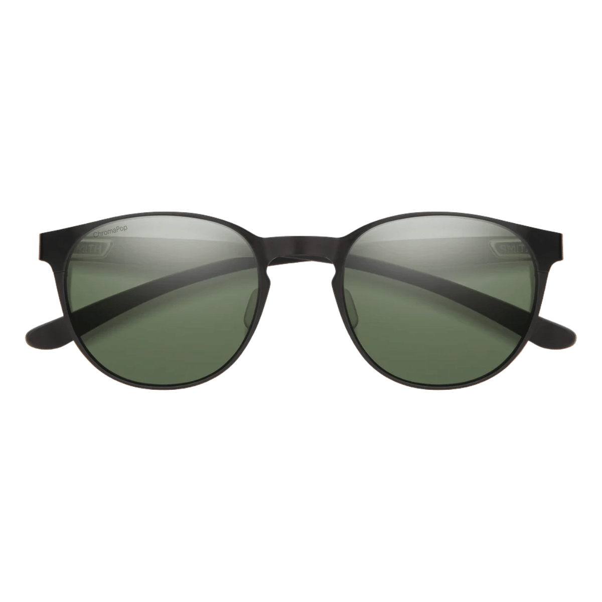 SMITH EASTBANK METAL SUNGLASSES MATTE BLACK SILVER/CHROMA POP POLARIZED GRAY GREEN FRONT VIEW