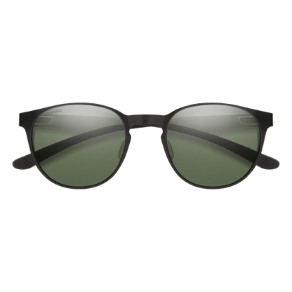 SMITH EASTBANK METAL SUNGLASSES MATTE BLACK SILVER/CHROMA POP POLARIZED GRAY GREEN FRONT VIEW
