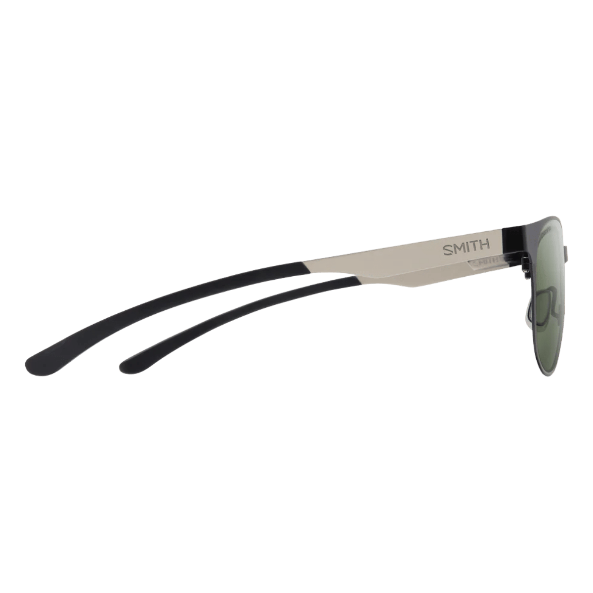 SMITH EASTBANK METAL SUNGLASSES MATTE BLACK SILVER/CHROMA POP POLARIZED GRAY GREEN SIDE VIEW