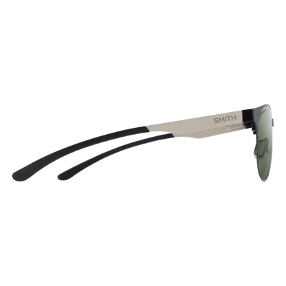 SMITH EASTBANK METAL SUNGLASSES MATTE BLACK SILVER/CHROMA POP POLARIZED GRAY GREEN SIDE VIEW