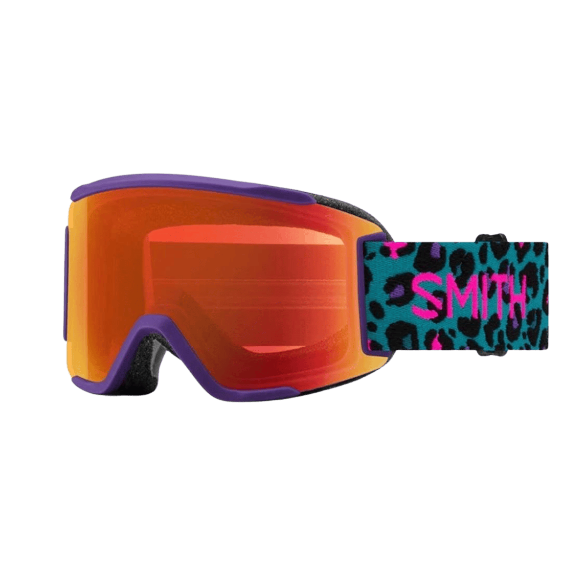 SMITH ADULT UNISEX SQUAD S GOGGLE - PURPLE HAZE NEON CHEETAH - CHROMAPOP EVERYDAY RED MIRROR