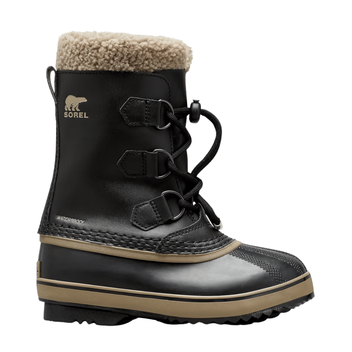 SOREL YOUTH YOOT PAC TP WATERPROOF BOOT - BLACK - RIGHT SIDE VIEW