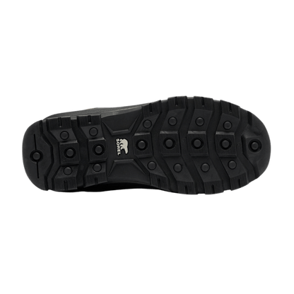 SOREL MEN'S BUXTON PULL ON WATERPROOF BOOT - DELTA BLACK - BOTTOM SOLE VIEW