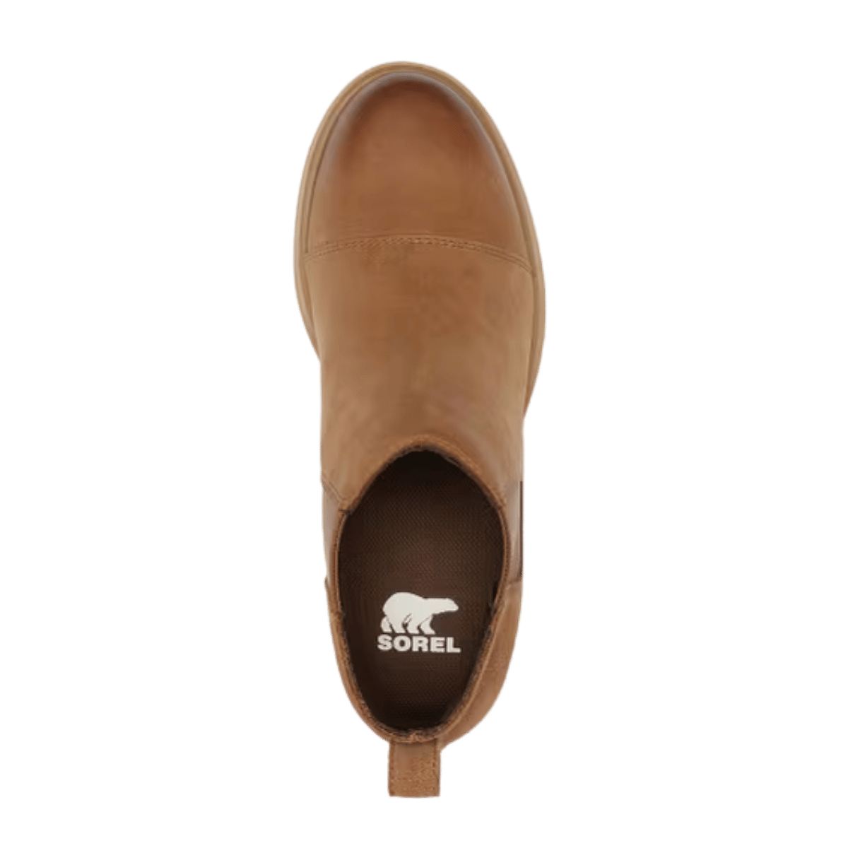 SOREL WOMEN'S EVIE II CHELSEA PULL ON BOOTS - TAFFY/GUM - TOP VIEW