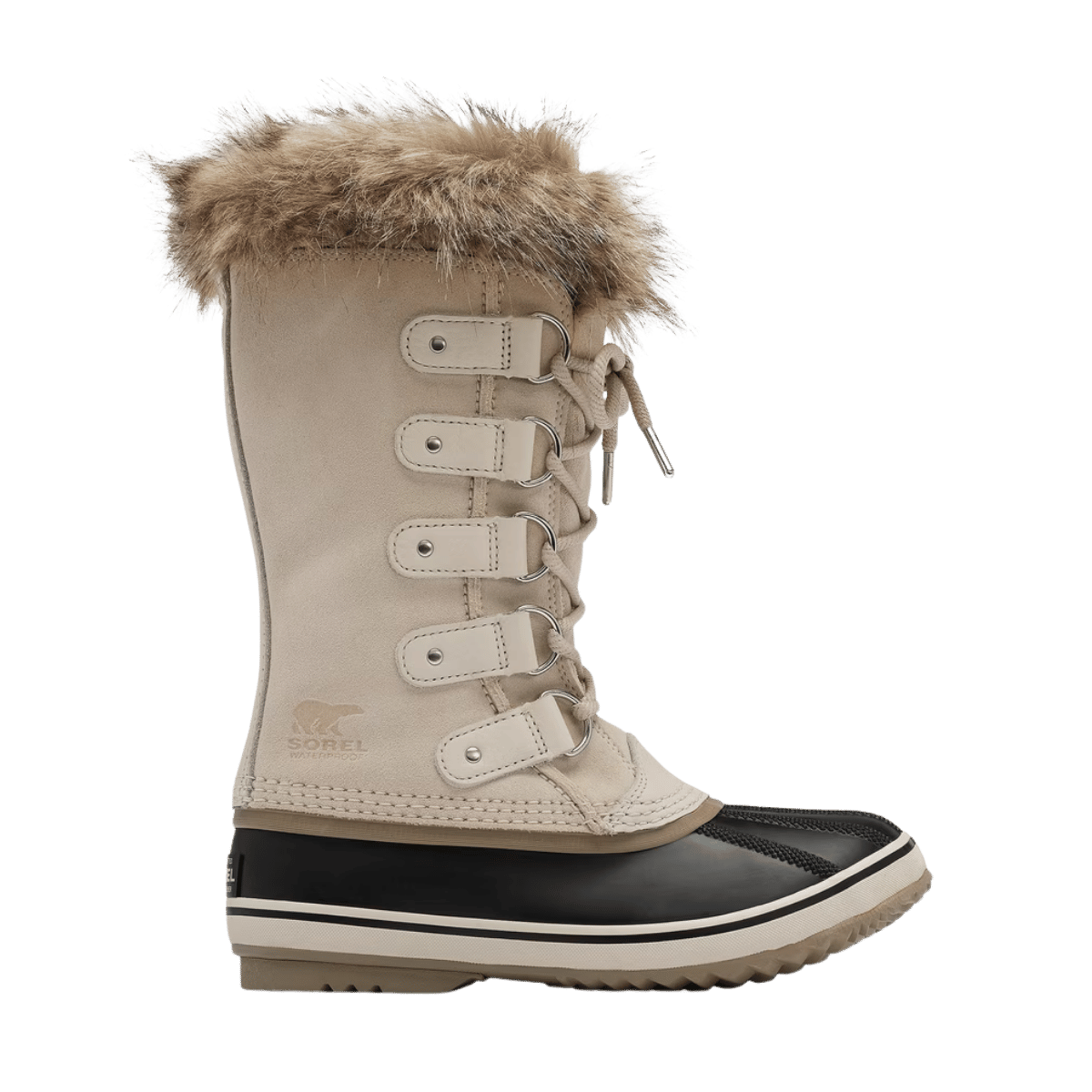 SOREL WOMEN'S JOAN OF ARCTIC WATERPROOF BOOT - FAWN/OMEGA TAUPE - LEFT SIDE VIEW