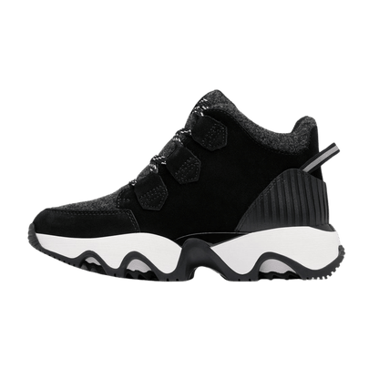 SOREL WOMEN'S KINETIC IMPACT CARIBOU PLUS WATERPROOF BOOT - BLACK/SEA SALT - LEFT SIDE VIEW