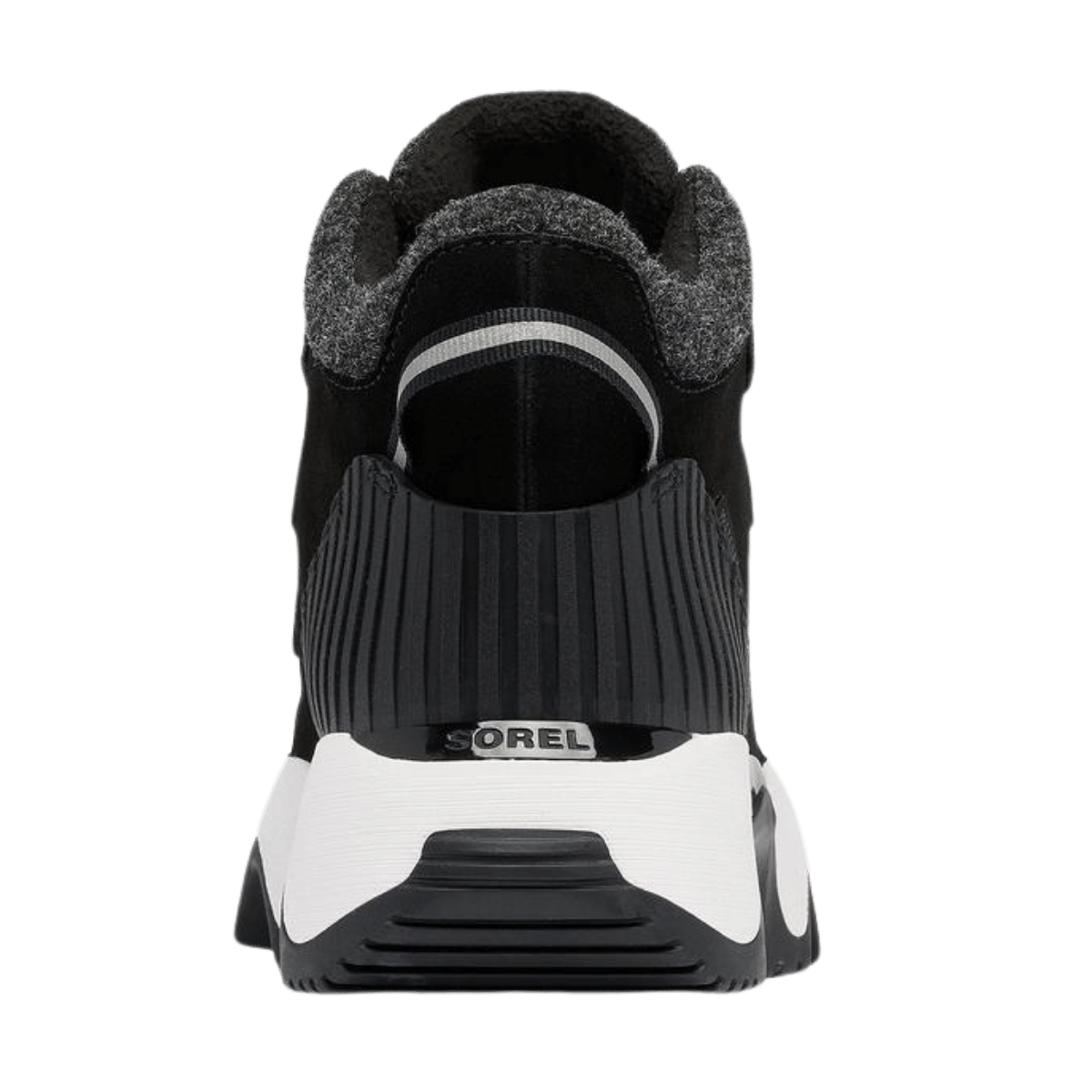 SOREL WOMEN'S KINETIC IMPACT CARIBOU PLUS WATERPROOF BOOT - BLACK/SEA SALT - BACK VIEW