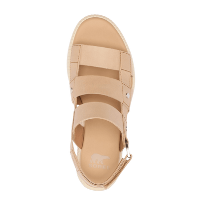 SOREL WOMEN'S ONA AVE SLING BACK FLAT SANDAL - HONEST BEIGE - TOP VIEW