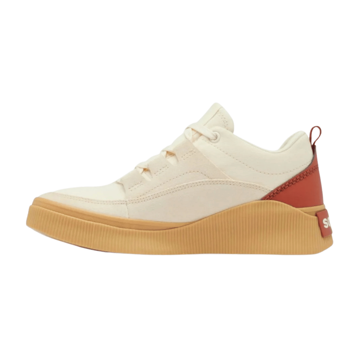SOREL WOMEN'S OUT N ABOUT IV LOW WATERPROOF SNEAKER - HONEY WHITE - LEFT SIDE VIEW