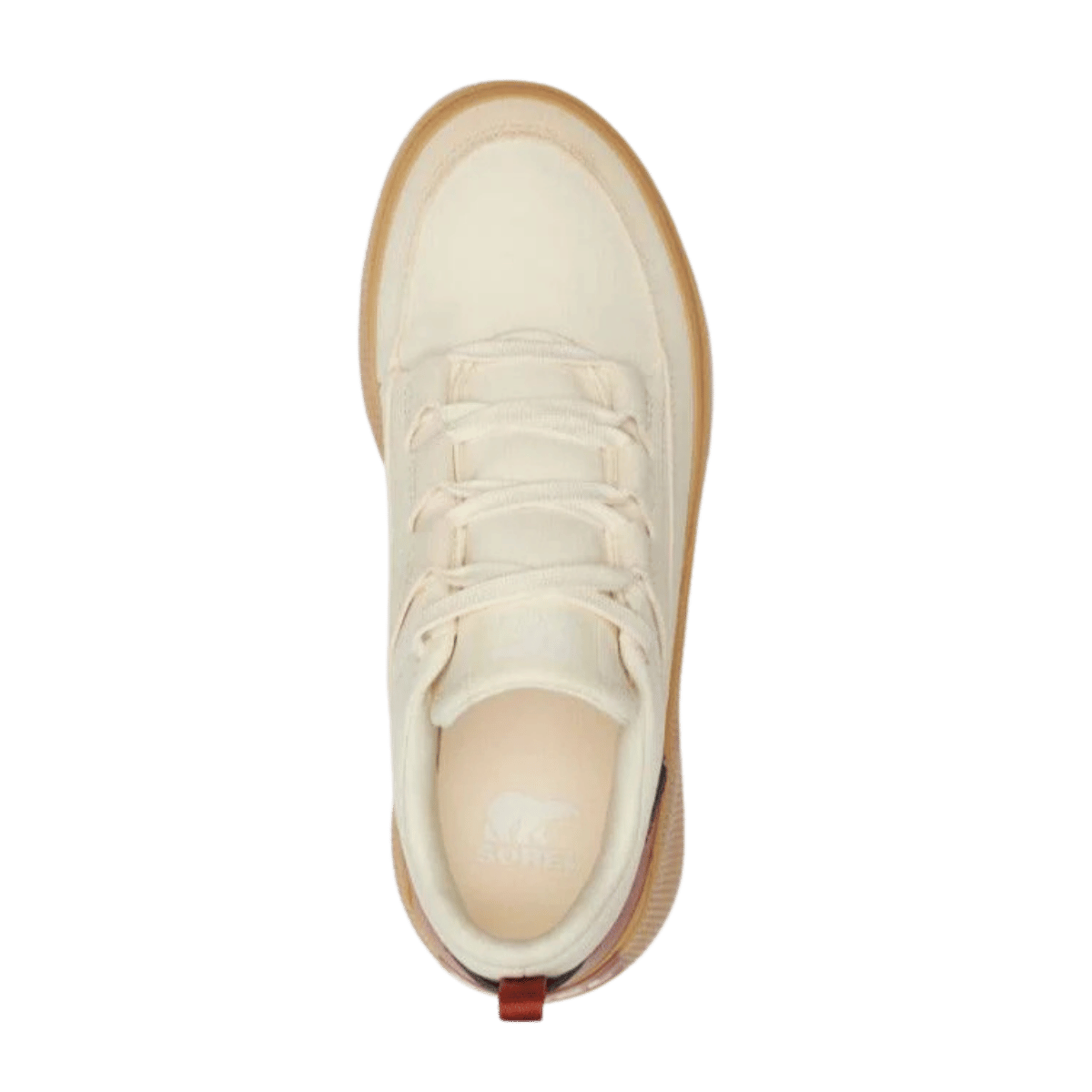 SOREL WOMEN'S OUT N ABOUT IV LOW WATERPROOF SNEAKER - HONEY WHITE - TOP VIEW