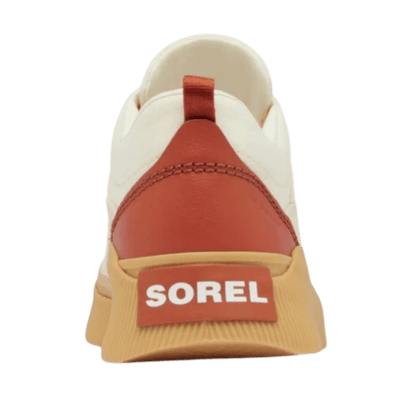 SOREL WOMEN'S OUT N ABOUT IV LOW WATERPROOF SNEAKER - HONEY WHITE - BACK VIEW