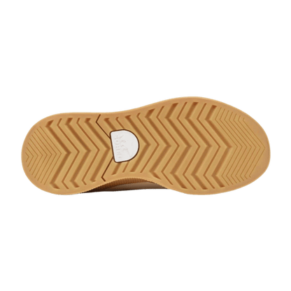 SOREL WOMEN'S OUT N ABOUT IV LOW WATERPROOF SNEAKER - HONEY WHITE - BOTTOM SOLE VIEW