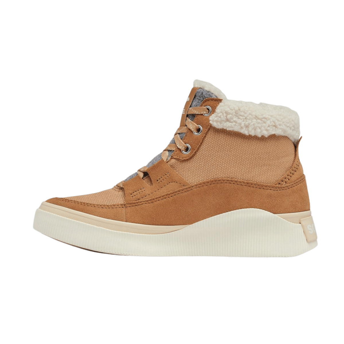 SOREL OUT N ABOUT IV MID WATERPROOF SNEAKER - TAWNY BUFF - LEFT SIDE VIEW