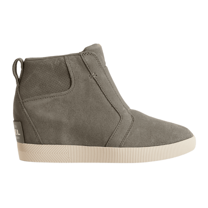 SOREL WOMEN'S OUT N ABOUT PULL ON WEDGE BOOTS - QUARRY - LEFT SIDE VIEW