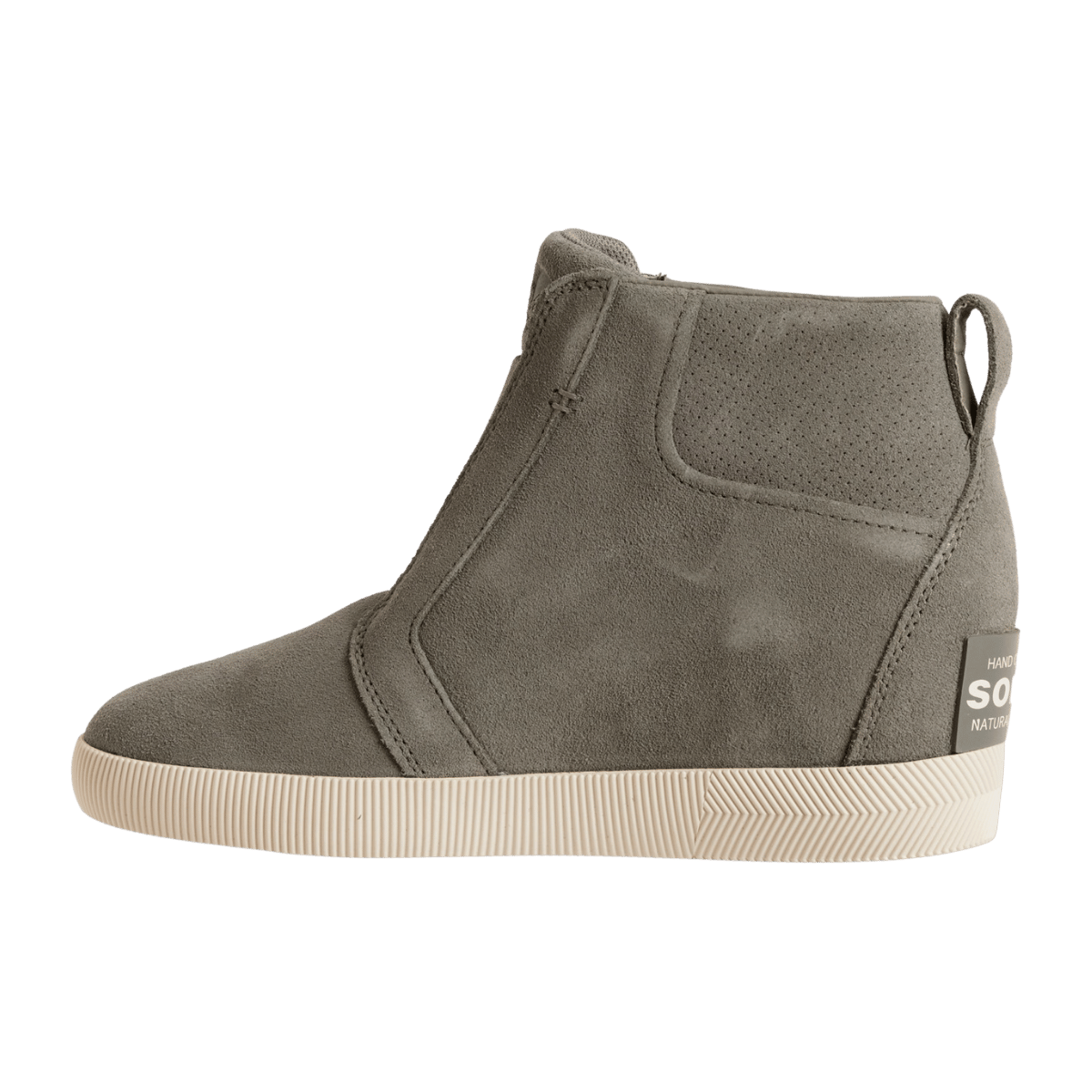 SOREL WOMEN'S OUT N ABOUT PULL ON WEDGE BOOTS - QUARRY - RIGHT SIDE VIEW