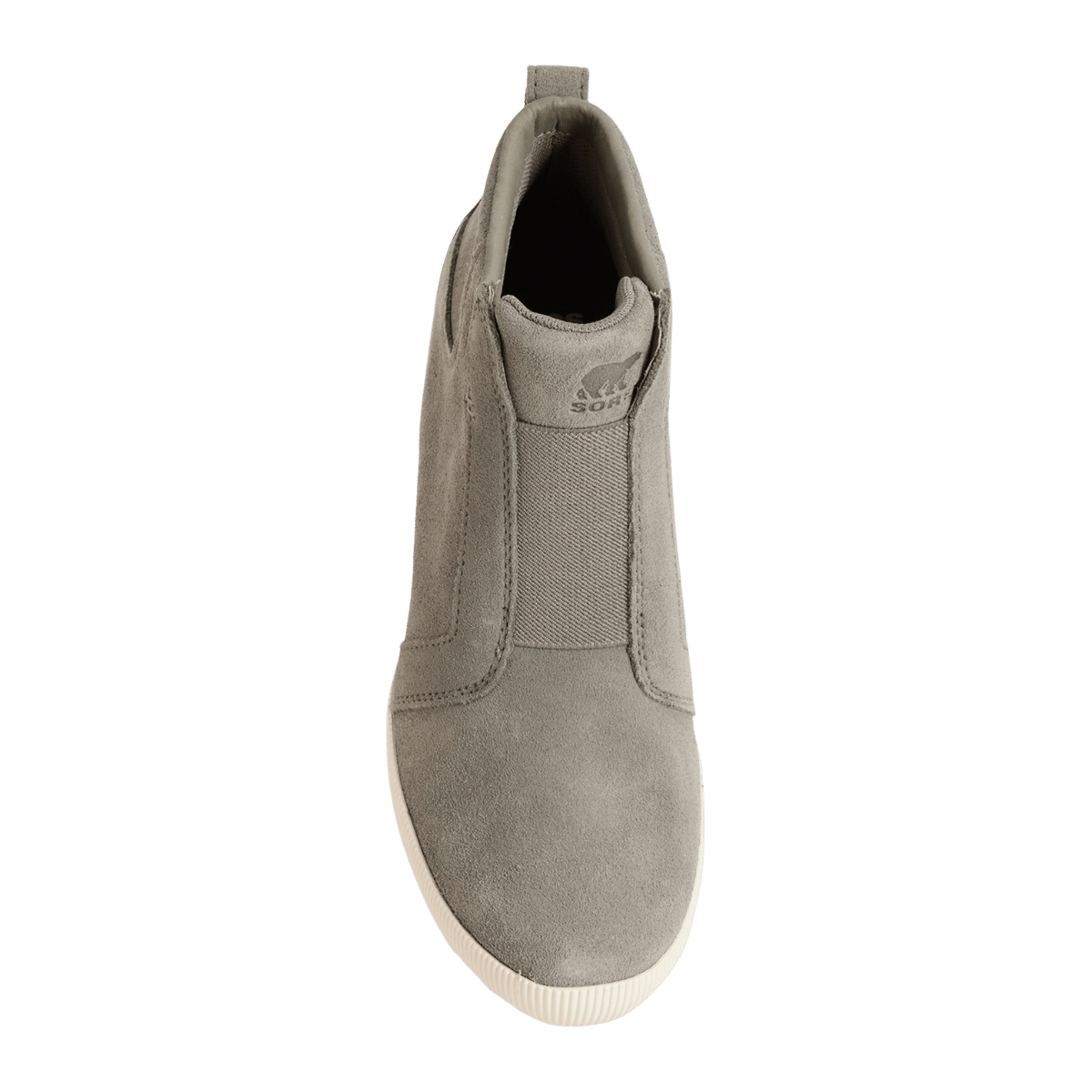 SOREL WOMEN'S OUT N ABOUT PULL ON WEDGE BOOTS - QUARRY - TOP VIEW