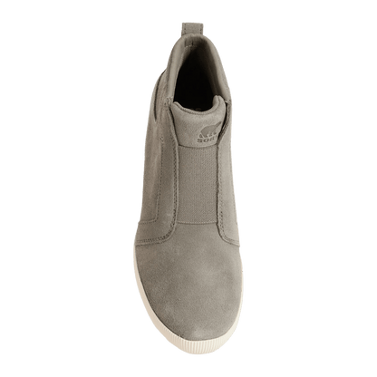 SOREL WOMEN'S OUT N ABOUT PULL ON WEDGE BOOTS - QUARRY - TOP VIEW