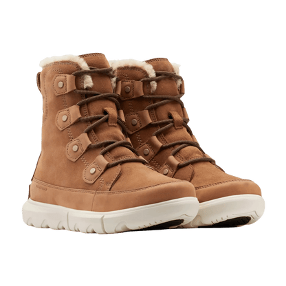 SOREL WOMEN'S EXPLORER II JOAN WATERPROOF BOOTS - VELVET TAN - FRONT ANGLED PAIR VIEW
